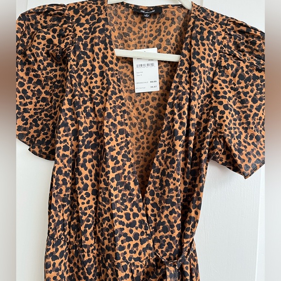 Madewell painted leopard flutter sleeve wrap minidress size Medium NWT - Picture 4 of 6